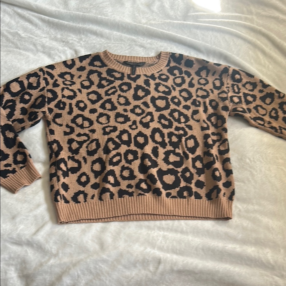 BCBGMaxAzria Tan and Black Leopard Sweater